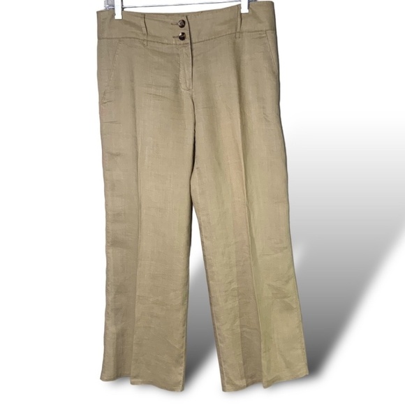 ZARA BASIC 100% Ramie Cropped Straight Leg Trousers US Sz 4 - Picture 1 of 9